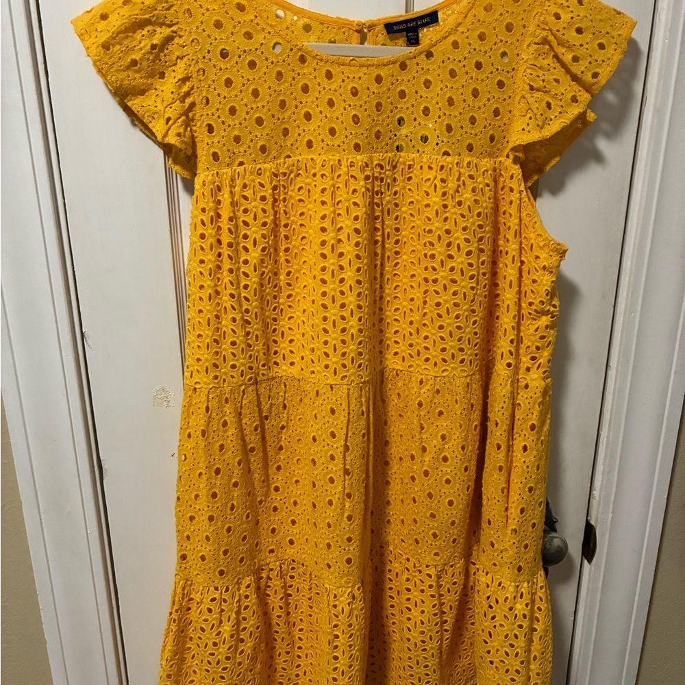 Skies Are Blue Yellow Ruffled Tiered Sundress